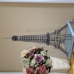 Vintage Eiffel Tower Paris Metal Statue Decorative Figurine 29" Tall Replica 2pc